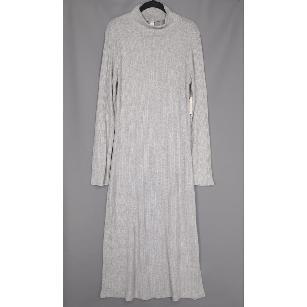 Anthropologie NEW Size XL daily PRACTICE Turtleneck Side‎ Slit Midi Dress Gray - Picture 4 of 13